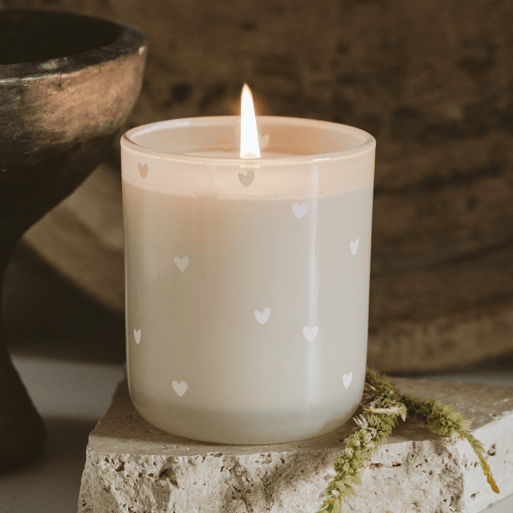 All Over Hearts Soy Candle - Tinted Glass Jar - 12 oz