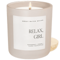 Relax Girl Soy Candle - Tan Matte Jar - 15 oz (Relaxation)