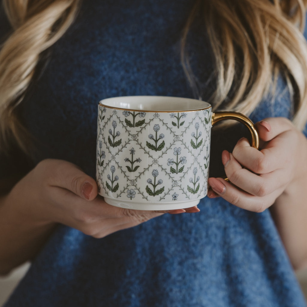 Floral Quilt 14 oz Coffee Mug