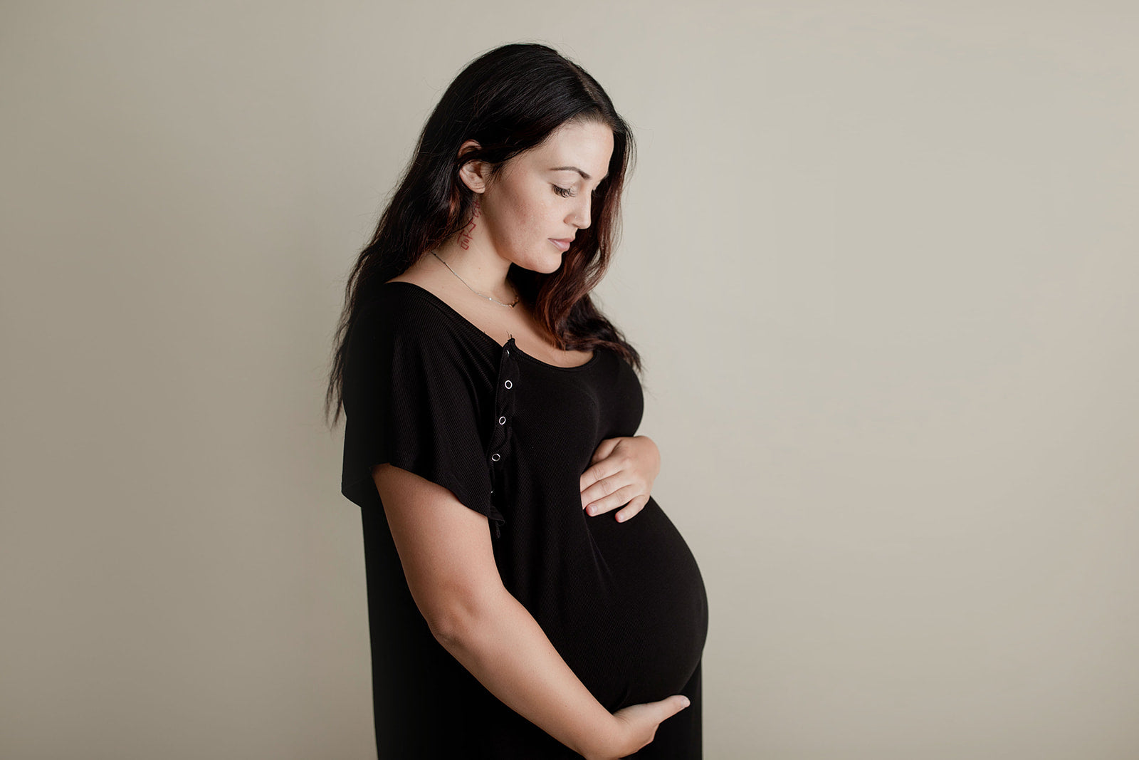Ribbed Black Labor and Delivery Nursing Hospital Gown