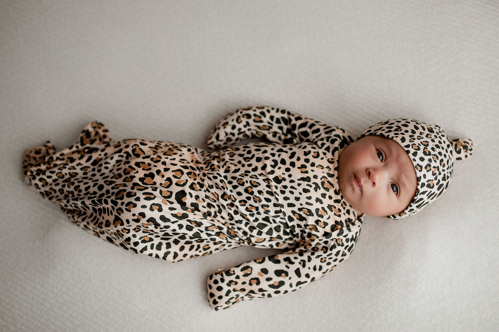 Leopard Knotted Newborn Baby Gown