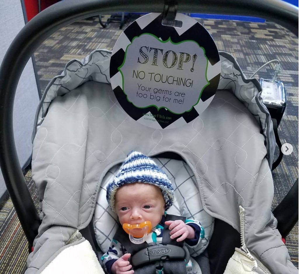 Stop No Touching Boy Car Seat Sign Tag