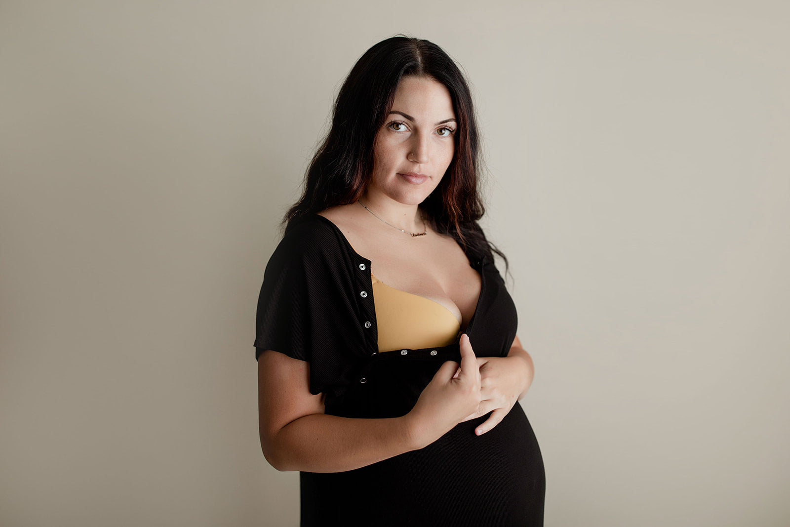 Ribbed Black Labor and Delivery Nursing Hospital Gown