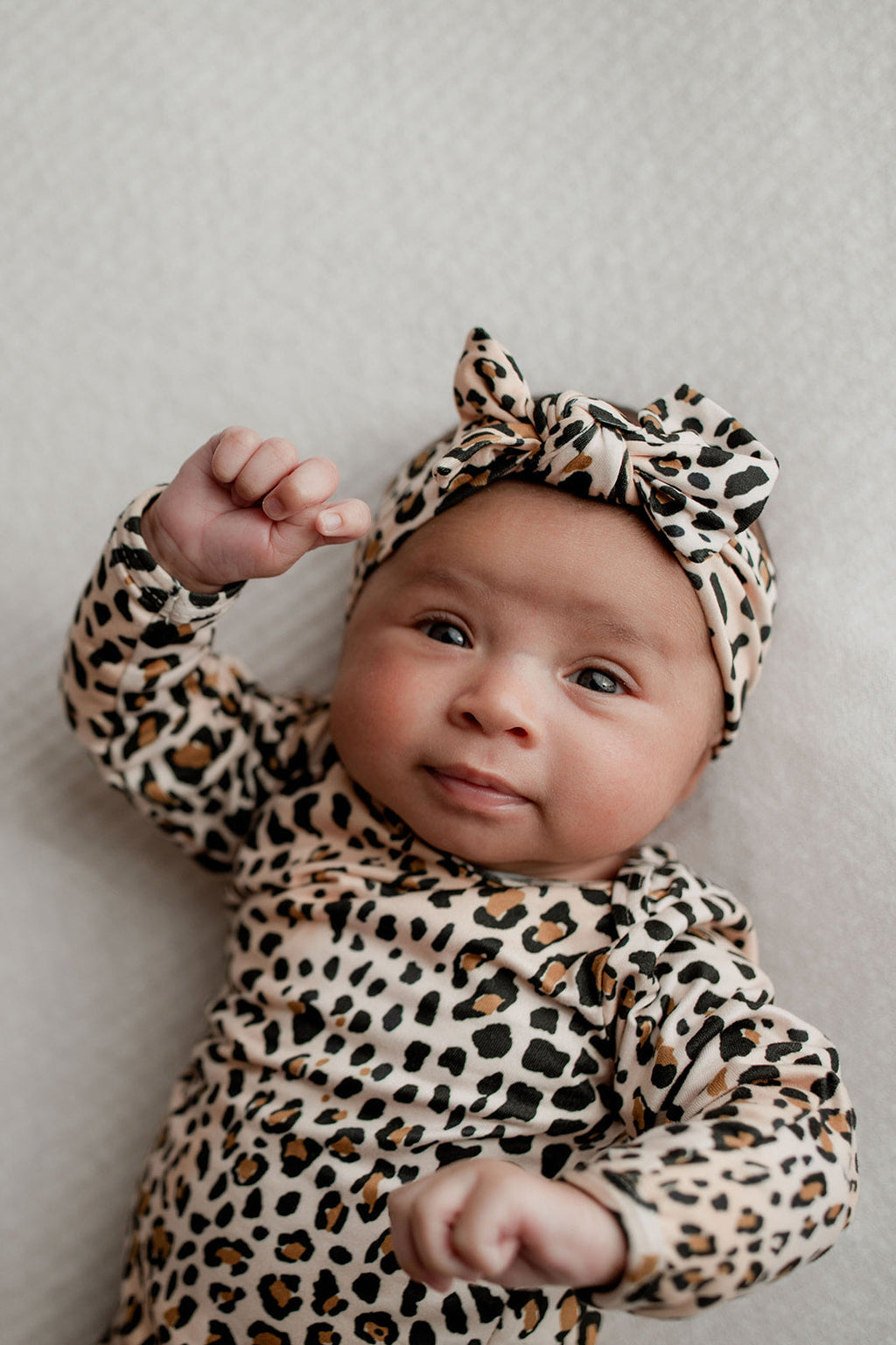 Leopard Knotted Newborn Baby Gown
